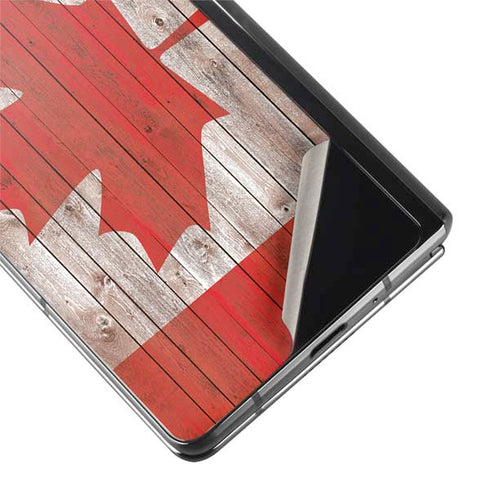 Canadian Flag Dark Wood Galaxy Z Fold2 5G Skin